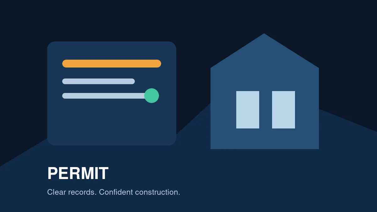 Illustration of a digital permit checklist connected to a house plan and inspection calendar