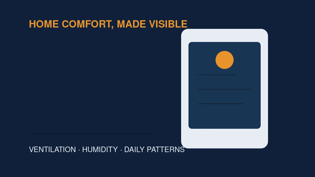 Wall-mounted indoor air quality monitor in a newly finished energy-efficient home
