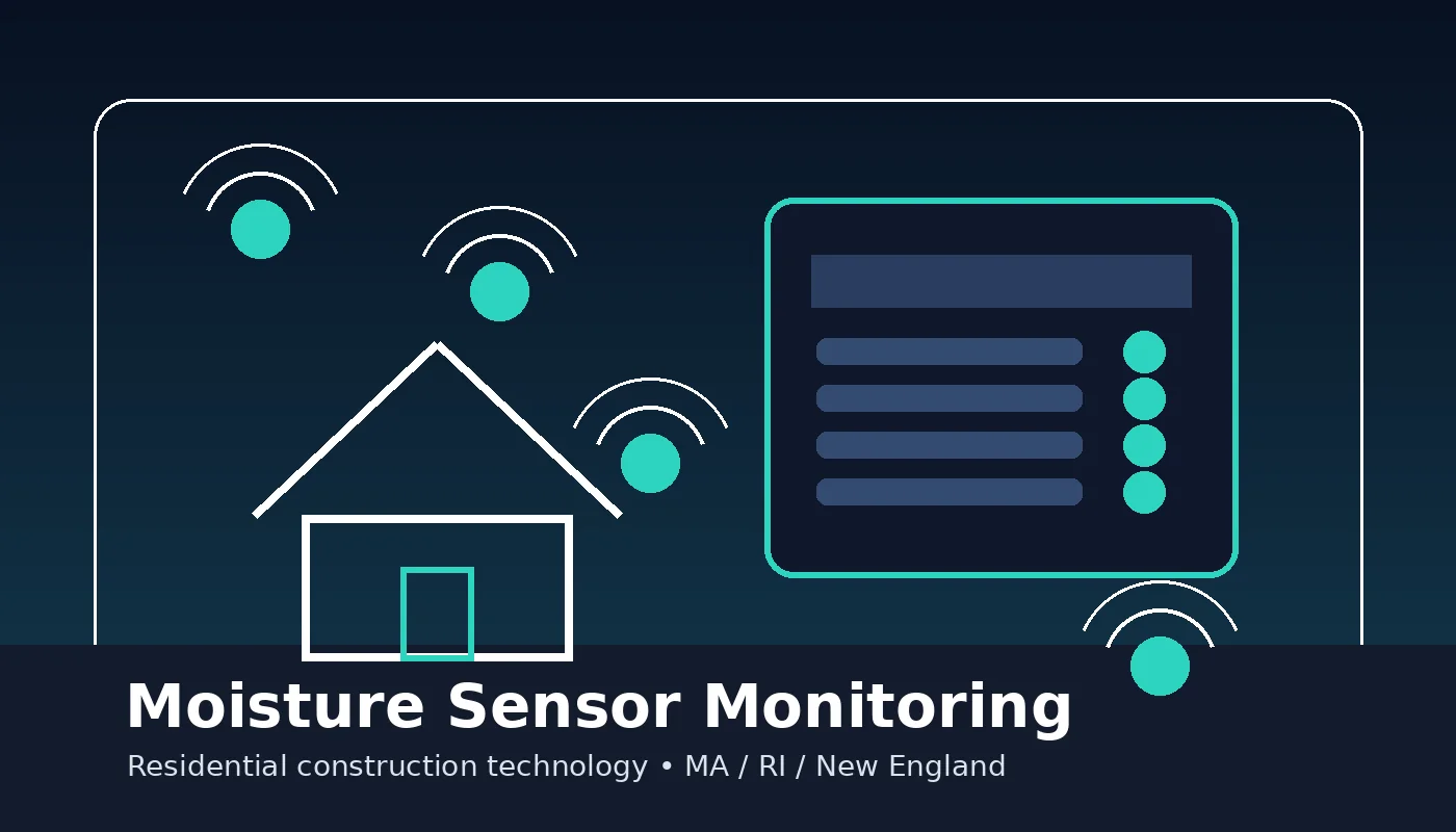 Moisture sensor monitoring illustration for building envelope protection