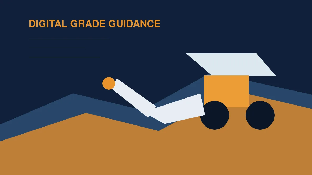 Excavator using a digital grade model to prepare a residential building site