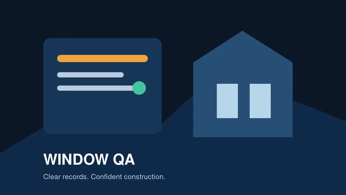 Illustration of a house window detail with digital inspection checklist and weather shield