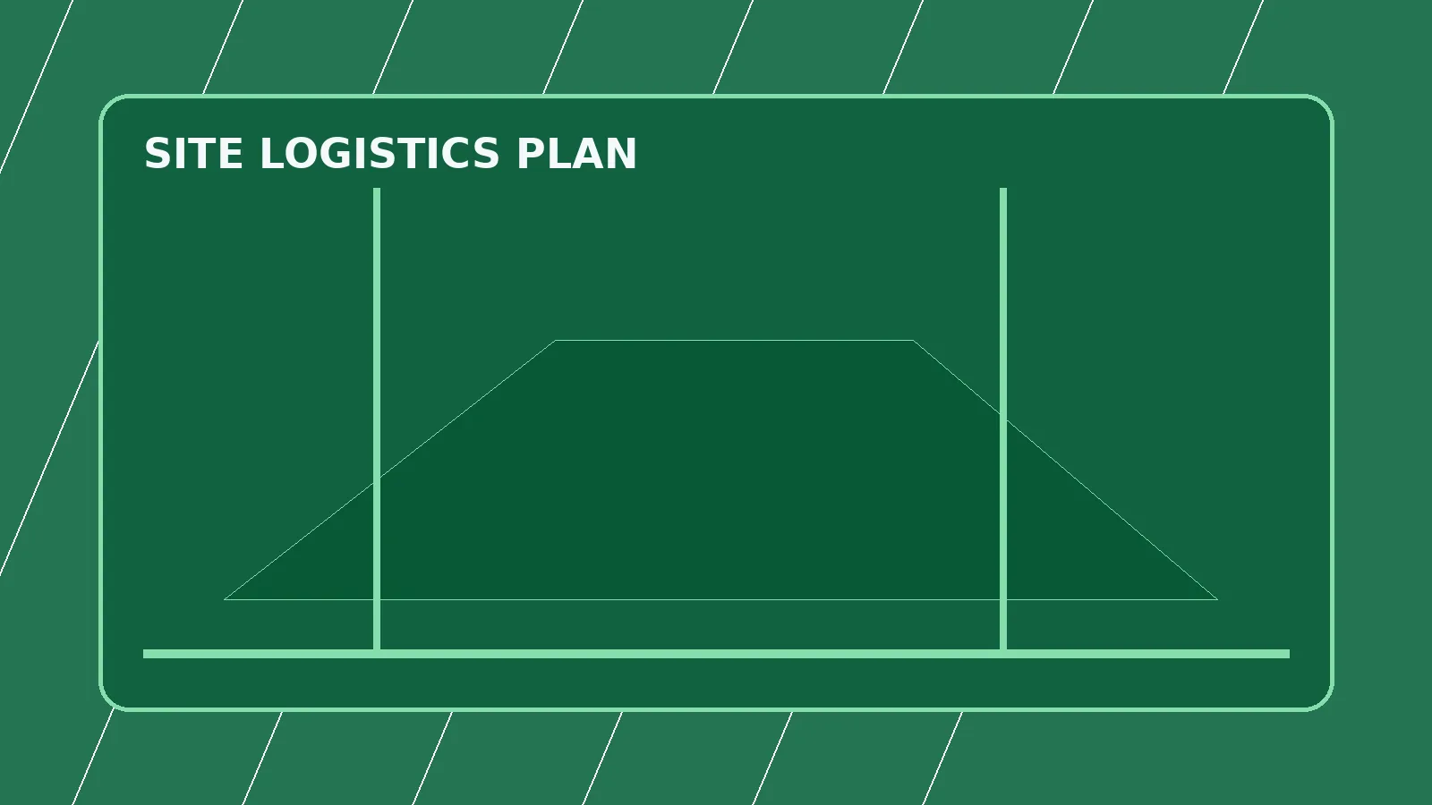 Residential construction site plan showing delivery staging, material zones and access routes